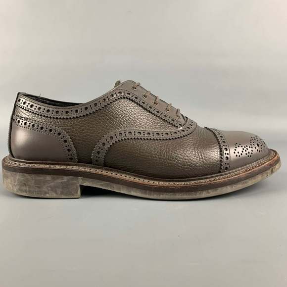 FOOT THE COACHER Other - FOOT THE COACHER Grey Perforated Leather Cap Toe Lace-Up Shoes